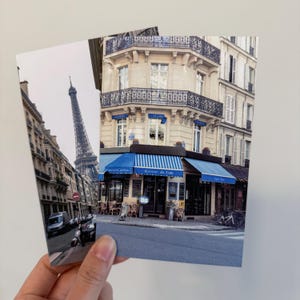 Set of 4 Vintage Paris Postcards - Romantic Eiffel Tower Photography, 4x6 Blank Photo Cards for Wall Art, Sending to Friends, Paris Travel