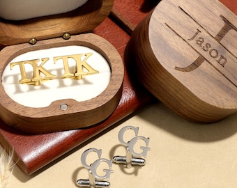 Custom Name Cufflinks for Men, Groomsmen Cufflinks, Personalized Initials Cufflinks for Groom, Gift for Groomsmen, Best Man Proposal