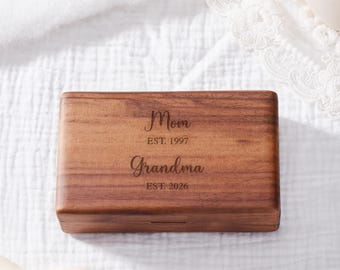 Custom Jewelry Box with Mirror: Jewelry Organizer for Mom, Engraved Keepsake, Gift for Grandma