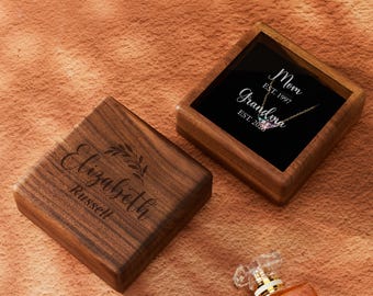 Custom Walnut Wood Necklace Box: Engraved Keepsake Organizer, Gift for Mom/Grandma, Bridesmaid Proposal