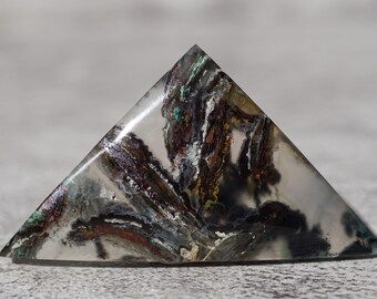 Tormenta en piedra; cabujón de pera de crisocola y cobre nativo, pieza única; crisocola de la grieta del océano con cobre nativo