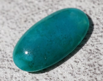Cabujón de sílice de gema rara; Calcedonia crisocola azul verdosa natural; Piedra suelta ovalada para anillo; Anillo de hombre con gema indonesia de alta calidad