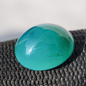 Rare Blue Green Gemsilica Cabochon Oval Shape ; Small High Grade Loose Stone for Ring Setting ; Natural Indonesian Gem Silica Inclusion Gem