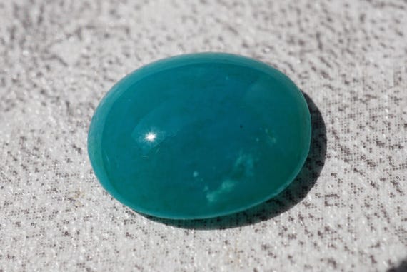 Rare Gemsilica Cabochon Artisan Rings Men or Women Ocean Teal Glow Natural Gemstone High Dome Oval Cut Luxury Jewelry Stone, Collector Piece