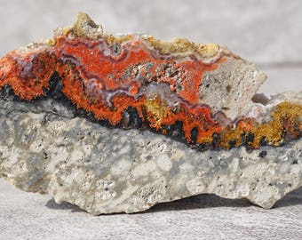 Nuevo material de jaspe de fuego, imagen de paisaje, jaspe, material alto, losa, ejemplares impresionantes; significado del jaspe, curación mineral, jaspe naranja, amarillo