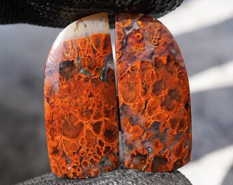 Preciosas piedras preciosas de ágata Plume de alta calidad, color rojo auténtico, cabujón a juego, cabujones únicos para la venta, juego de pendientes a juego, suministro de gemas