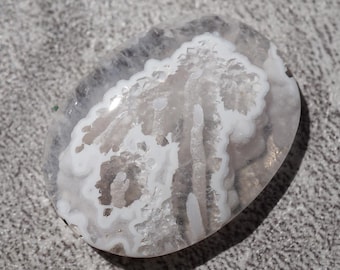 Belleza Nuevo Stock Ágata Blanca Orbicular Increíble en Cristal Curativo de Cuarzo Hermosos Cristales Curativos Ágata Cabujón Blanco Bandado Corte Boho