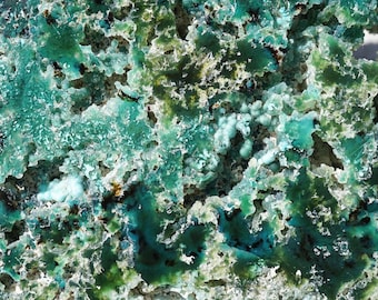 Gema de losa Sílice Crisocola druzy Maravillosa textura botrioidal en este espécimen Piedra preciosa verde Una hermosa pieza para mantener cerca Gemas curativas
