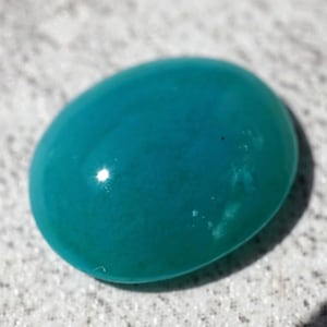Rare Gemsilica Cabochon Artisan Rings Men or Women Ocean Teal Glow Natural Gemstone High Dome Oval Cut Luxury Jewelry Stone, Collector Piece image 1