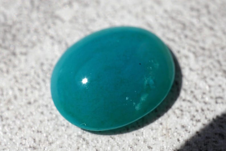 Rare Gemsilica Cabochon Artisan Rings Men or Women Ocean Teal Glow Natural Gemstone High Dome Oval Cut Luxury Jewelry Stone, Collector Piece image 1