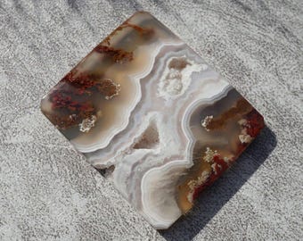 Magníficos cabujones de ágata musgosa drusa y blanca con bandas de Indonesia; asombroso cabujón de alta calidad para joyeros, forma rectangular de 46x40x7 mm.