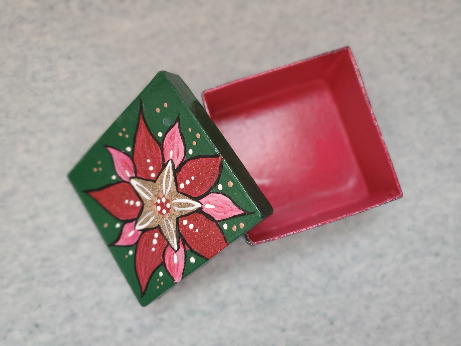 Christmas Hand Painted Paper Mache Gift Box Etsy