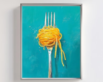 Retro Spaghetti Print: Lustige Italienische Küche Wandkunst (Digitaler Download)