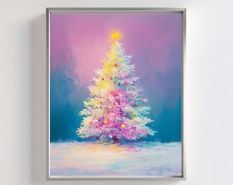 Colorful Christmas Tree Art Print: Festive Holiday Decor (Digital Download)