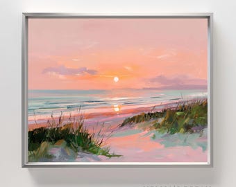 Pastel Beach Sunset Print: Coastal Landscape Wall Art (Digital Download)