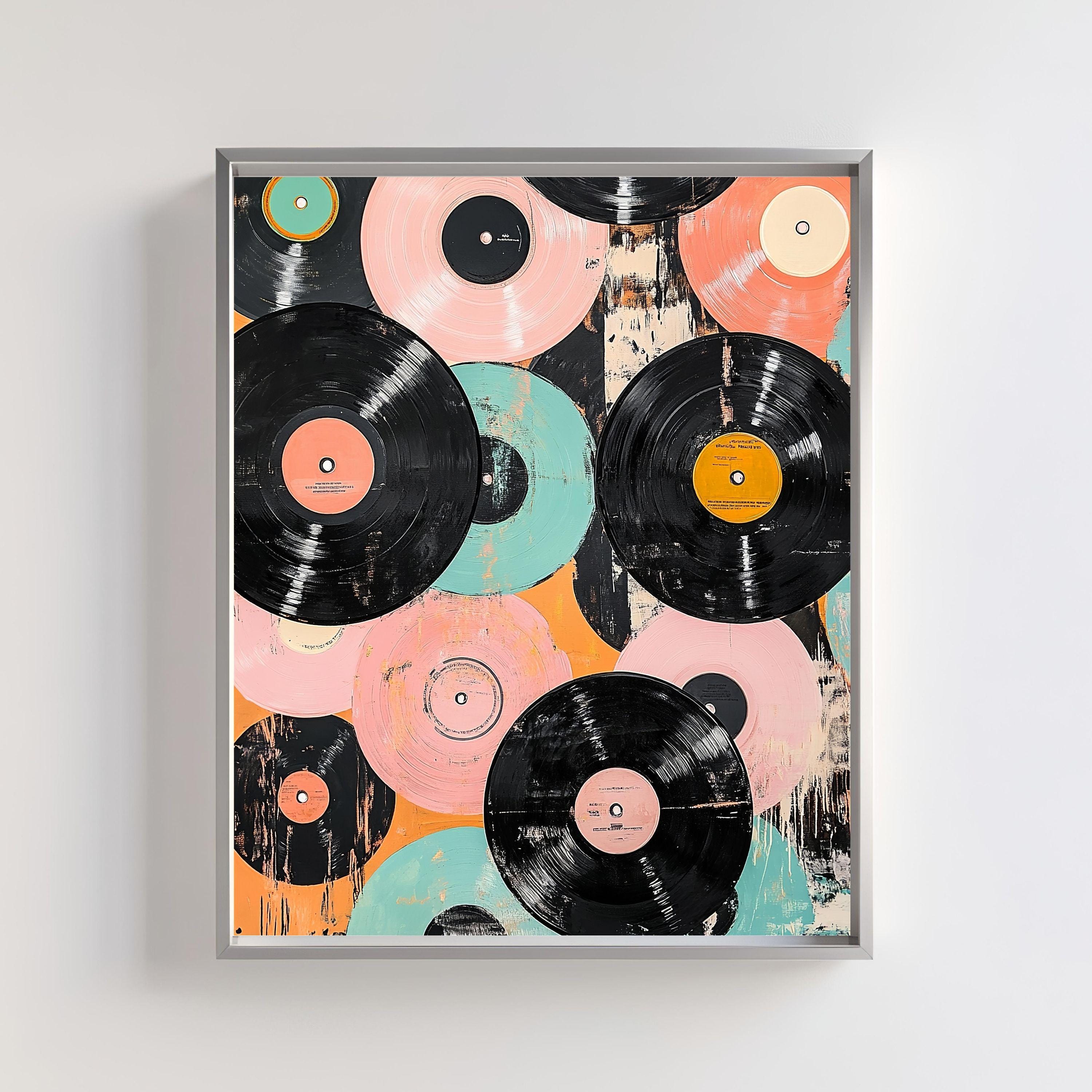Retro Vinyl Record Art Print: Colorful Music Decor (digital