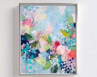 Pastell Blumenmalerei | Abstrakte botanische Wandkunst (Digitaler Download)