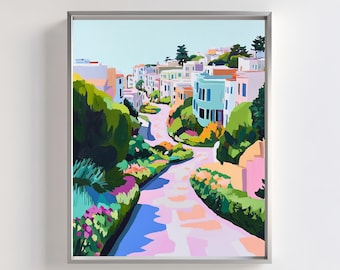 Lombard Street Art Print: San Francisco Cityscape Illustration (Digital Download)