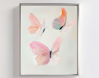 Pink Butterfly Watercolor Print: Abstract Nursery Wall Art (Digital Download)