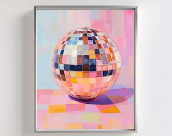 Funky Disco Ball Art Print: Retro 70s Maximalist Decor (Digital File)
