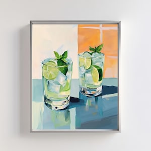 Mojito Art Print | Lime and Mint Cocktail Wall Art | Refreshing Summer Drink Poster | Tropical Beverage Decor | Digital Kitchen Artwork