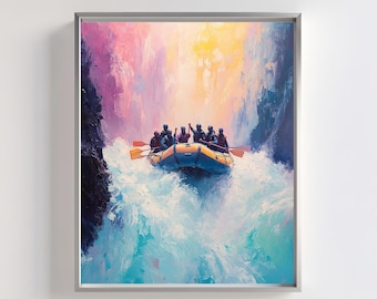 Whitewater Rafting Art Print: Extreme Sports Adventure (Digital File)