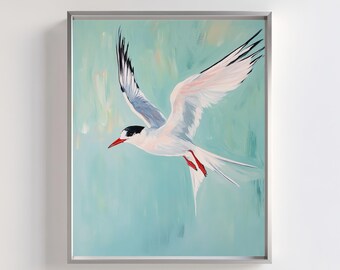 Seagull in Flight Art: Coastal Bird Printable (Digital Download)