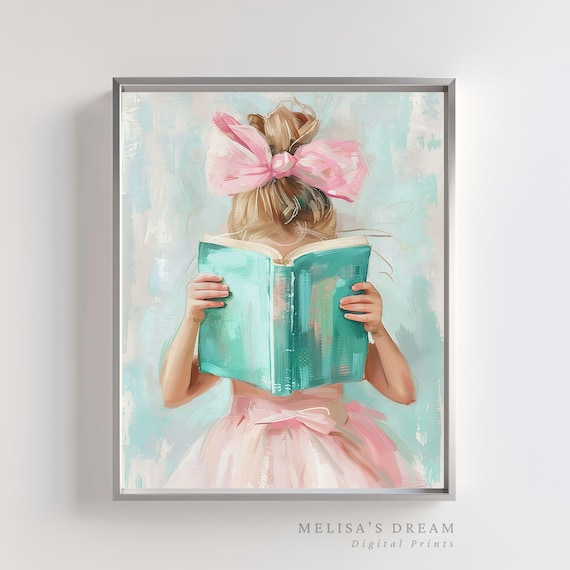 Girl Reading Book Art: Pink Tutu, Pastel Nursery Decor (digital Download) -  Etsy