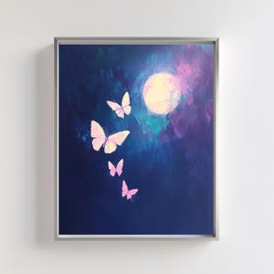 Impression papillon au clair de lune : oeuvre d&#39;art murale bohème céleste (téléchargement numérique)