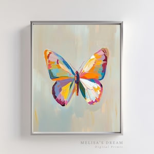 Colorful Butterfly Wall Art Printable | Abstract Butterfly Digital Download | Vibrant Boho Insect Painting for Nursery | Modern Home Decor