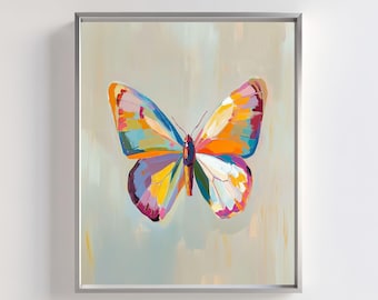 Colorful Butterfly Wall Art: Abstract Boho Nursery Print (Digital Download