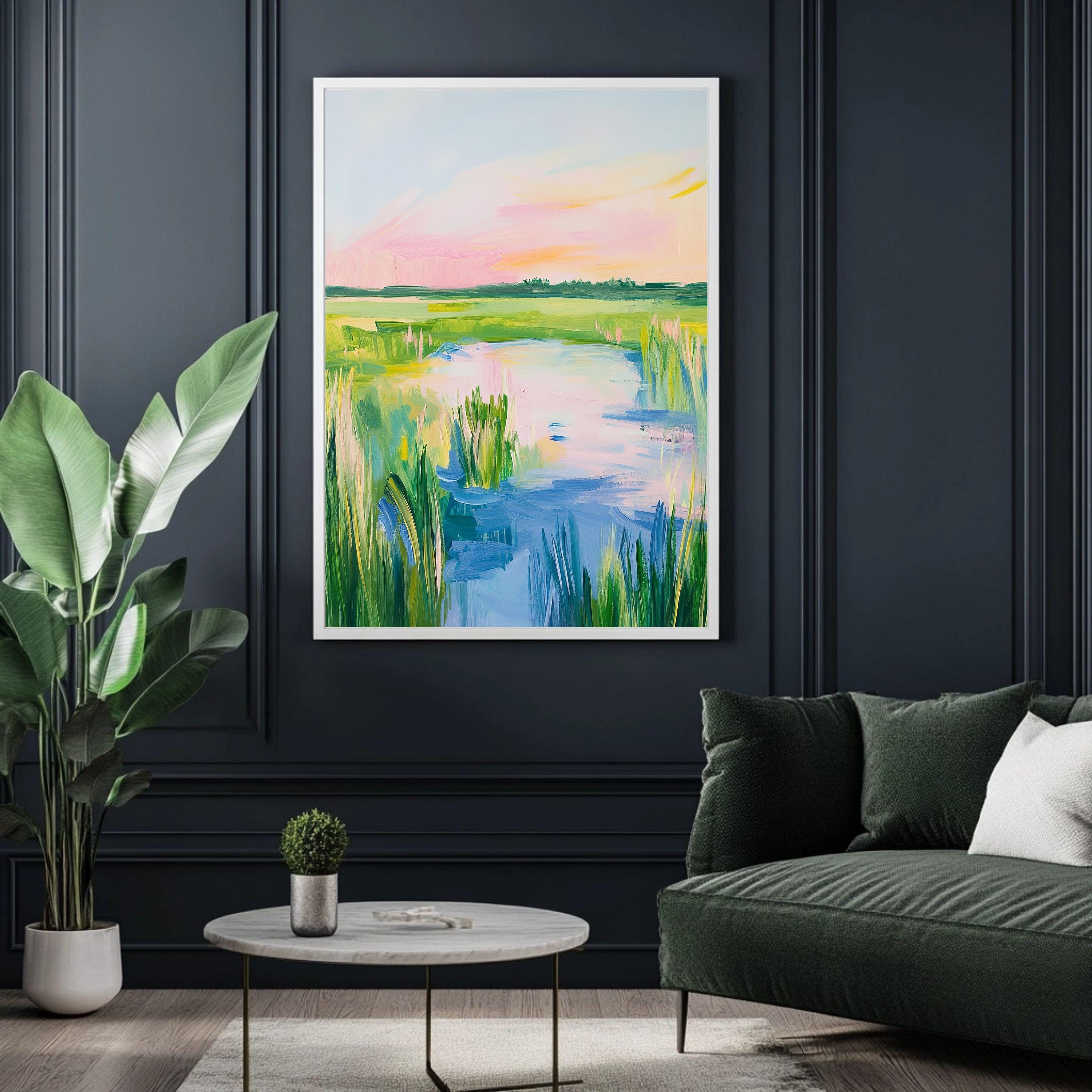 Coastal Marsh Sunset Print: Abstract Carolina Landscape (digital ...