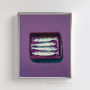 Tinned Sardines Art Print | Trendy Sardine Printable | Sardine Fish Food Poster | Colorful Sardine Illustration | Sardine Kitchen Wall Decor