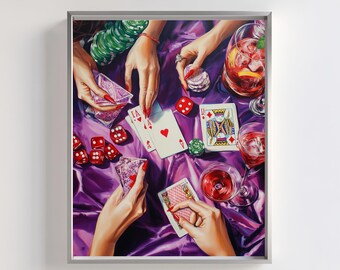 Poker Night Art Print: Glamorous Casino Decor (Digital Download)