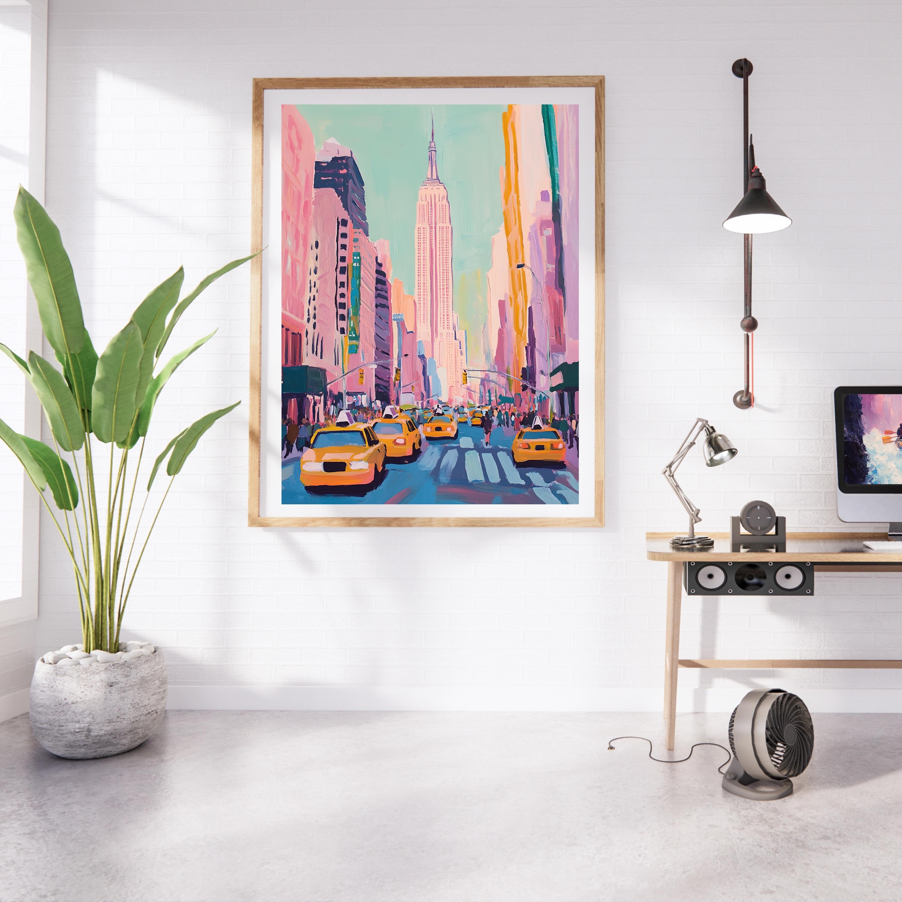 New York City Art Print | Empire State Building Poster | NYC Taxi Wall ...