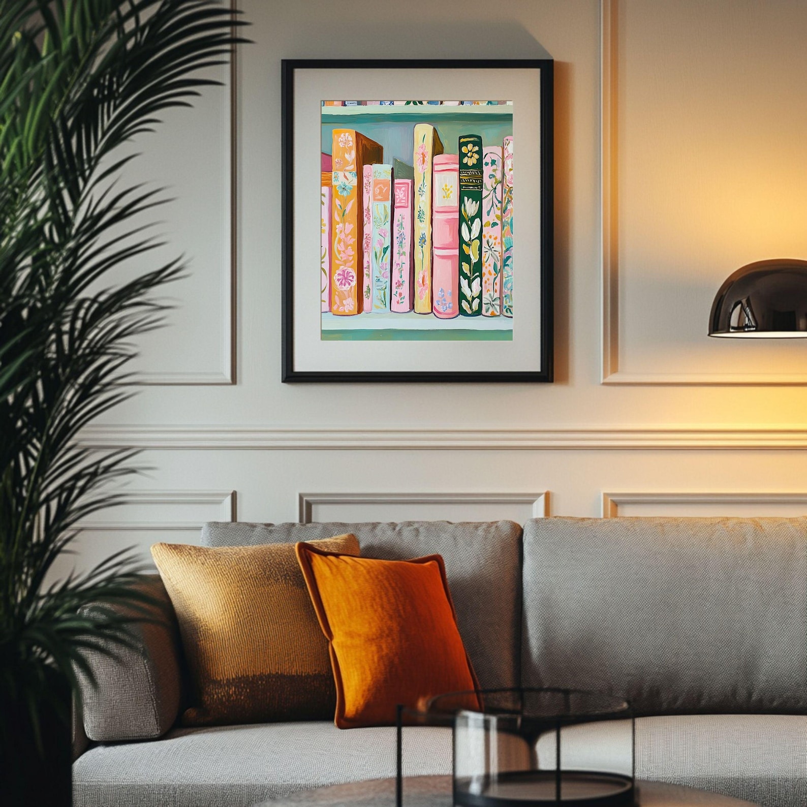 Book Stack Print Pastel Book Stack Print | Whimsical Bookshelf Wall Art (digital ...