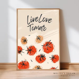 Tomato Kitchen Wall Art  | Live Love Tomato Print | Farmhouse Vegetable Illustration | Rustic Kitchen Decor | Tomato Art Printable