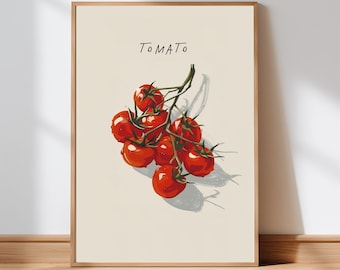 Vintage Tomato Botanical Print: Rustic Farmhouse Kitchen Art (Digital Download