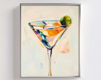 Abstract Martini Glass Print: Colorful Cocktail Art (Digital Download)