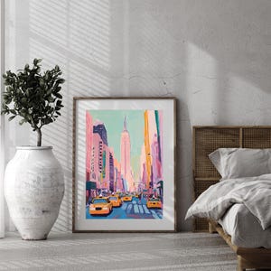 New York City Art Print | Empire State Building Poster | NYC Taxi Wall ...
