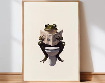 Funny Frog Bathroom Print: Quirky Toilet Humor Wall Art (Digital Download)