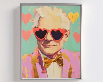 Pop Art Portrait: Heart Sunglasses, Golden Bowtie (Digital Download)