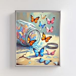 Schmetterling Wand Kunst Digitaldruck | Wunderliches Glas Schmetterlinge | Bunte Natur inspirierte Kunstwerk | Druckbare Dekor | Boho Schmetterling Poster