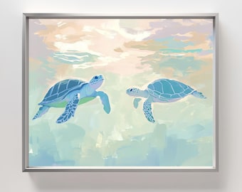 Sea Turtle Print: Pastel Ocean Life Illustration (Digital Download)