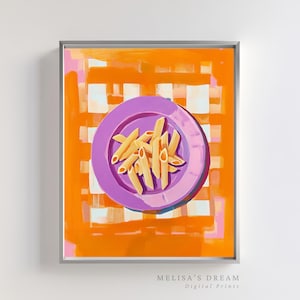Penne Pasta Paint | Vintage Pasta Art | Hand Drawn Pasta Art | Pasta Illustrations | Pasta Kitchen Print | Eating Pasta Art | Pasta Lovers