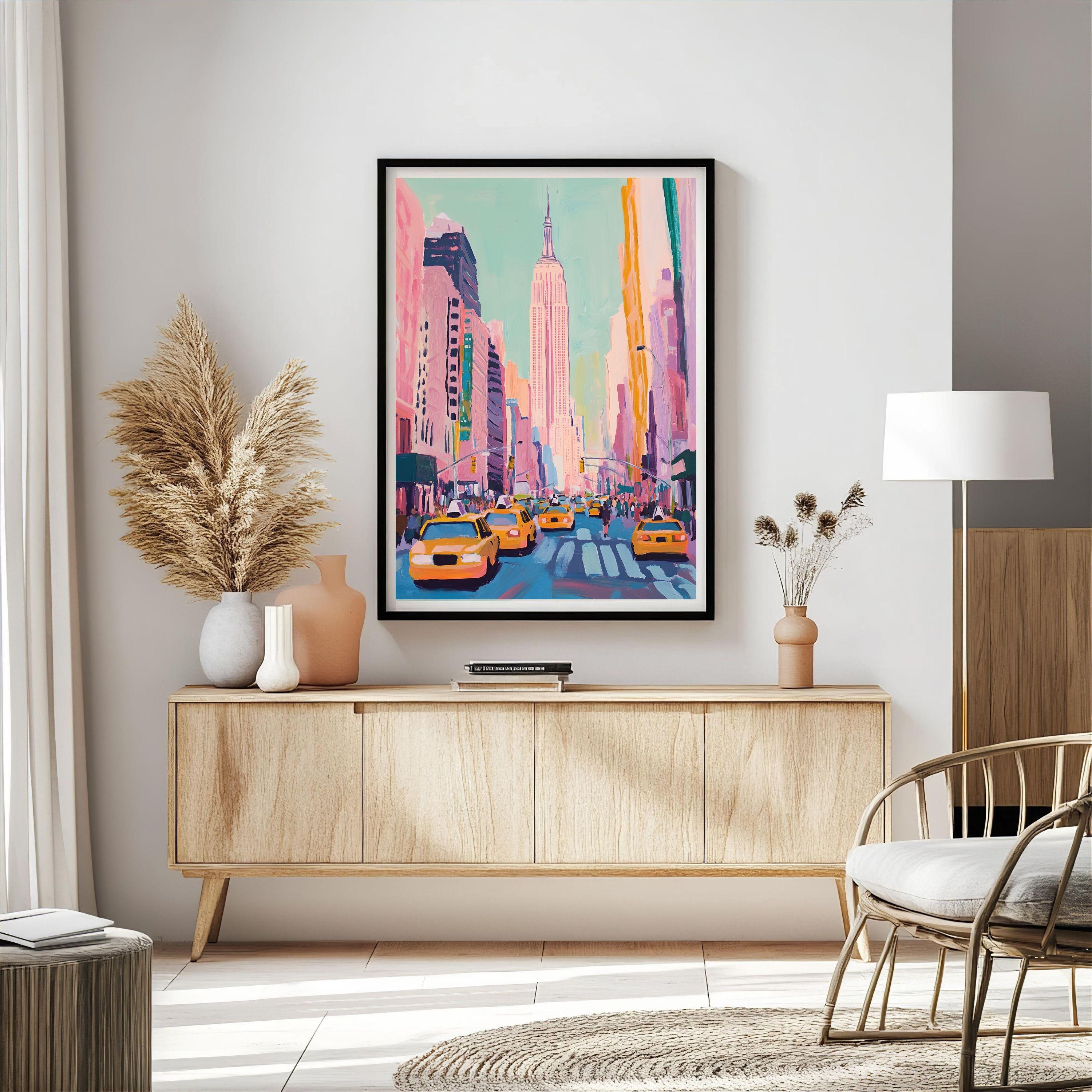 New York City Art Print | Empire State Building Poster | NYC Taxi Wall ...