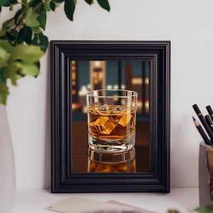 Arte mural de whisky: diseño de póster ilustrativo de descarga digital para decoración del hogar, perfecto para los amantes del whisky