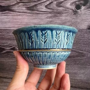 Japanese Vintage Ceramic Tea Cup with Blue Glaze, Pottery Chawan, Ceramic Tea Bowl, Handmade Stoneware