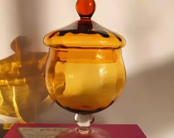 Vintage Style Glass Candy Jars, Blown Glass Container, Multi-color Glass Jars with Lids, Glass Storage Jar