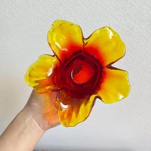 Japan Vintage Glass Decorative Plate in Flower Shape, Unique Fruit Plate, Glass Jewelry Plate, Vintage Glassware Artisitry